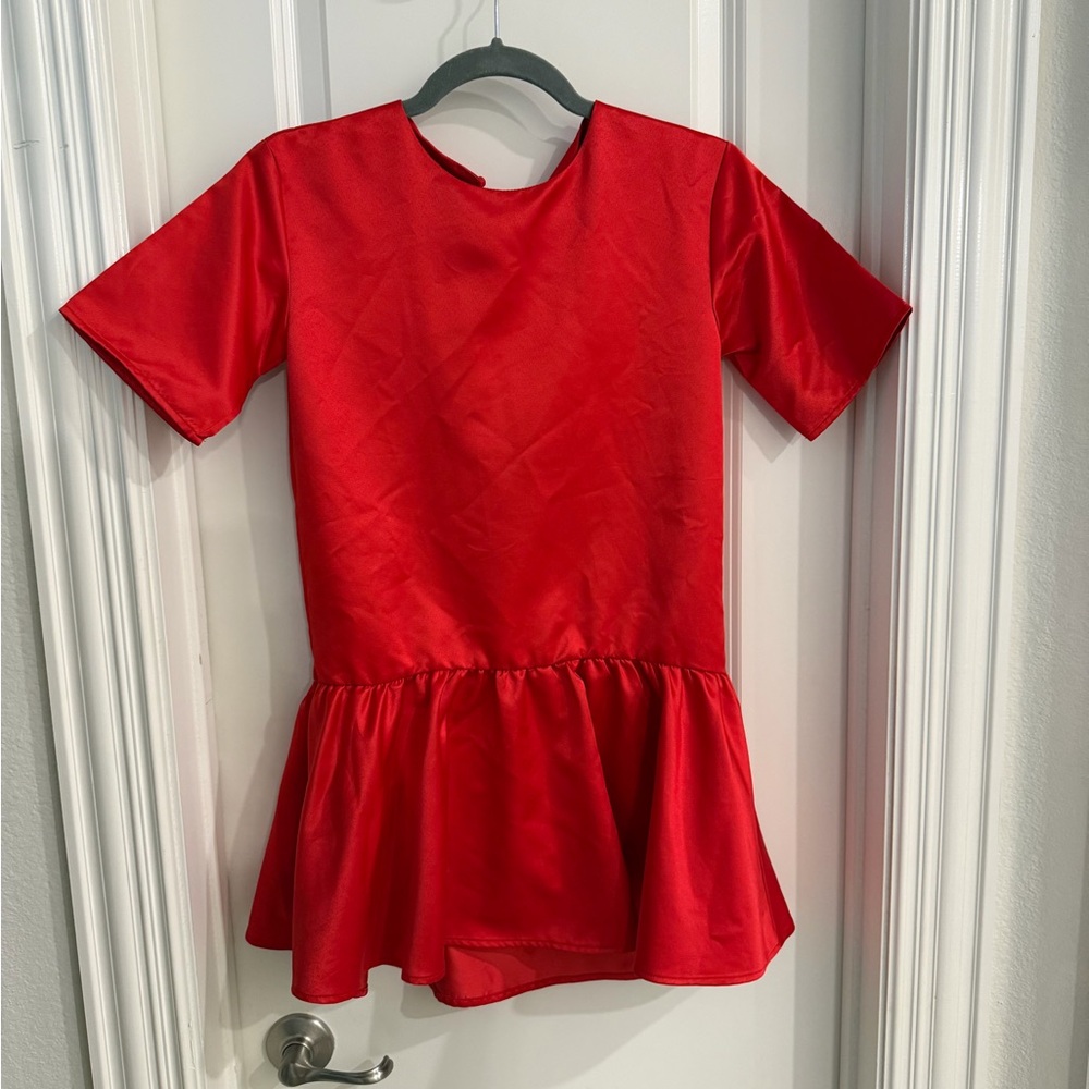 Girls red satin dress